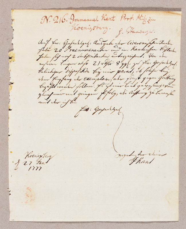 Autograph letter signed to Johann Andreas Otto.